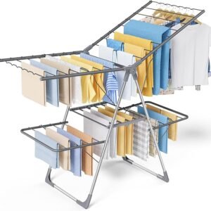 2-Level Foldable Clothes Drying Rack 55.5" Gray