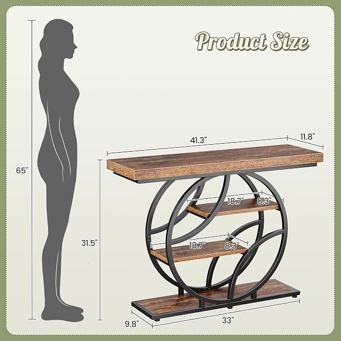 41.3" Modern Console Table Rustic Brown - Image 3