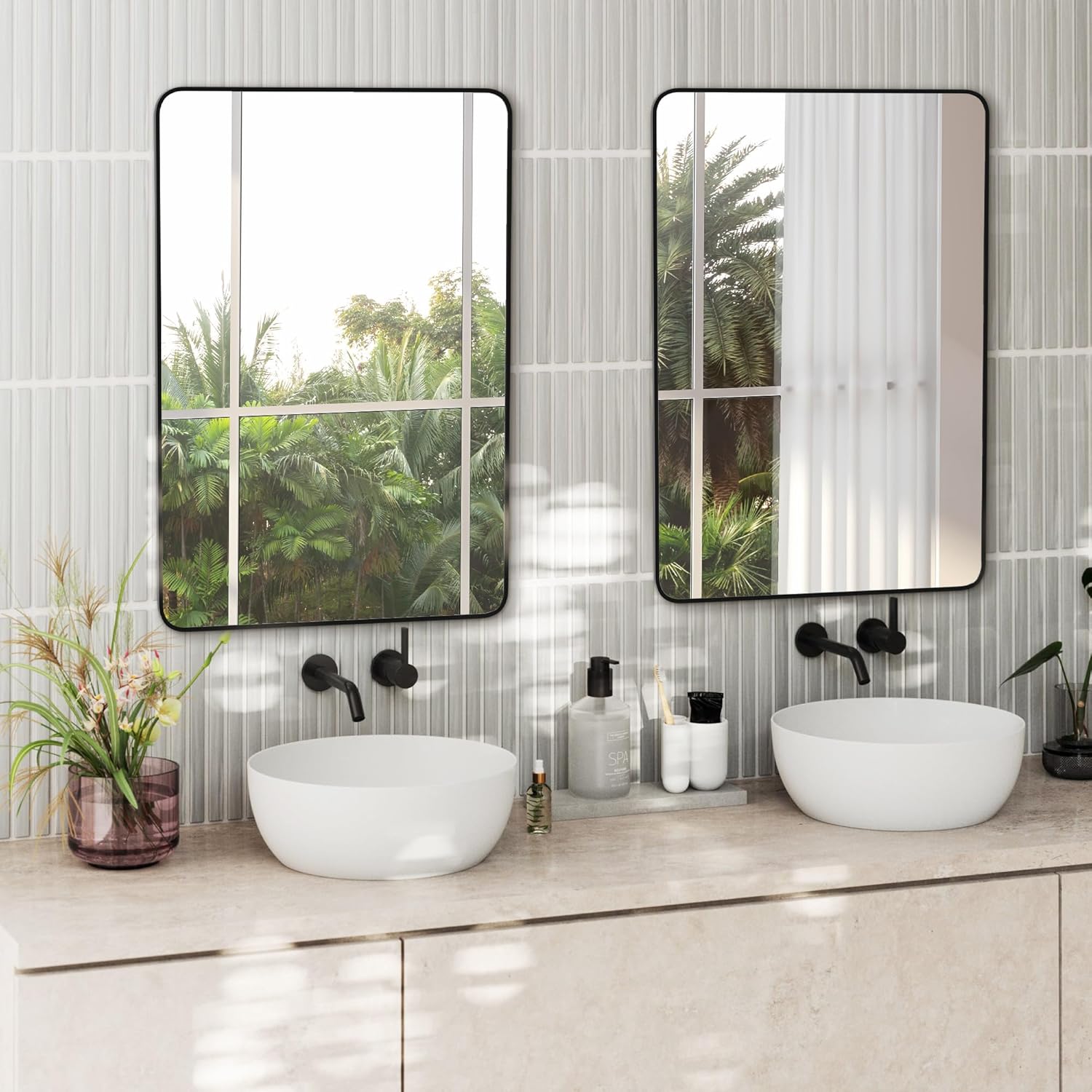 Delma Bathroom Vanity Mirror, Black Framed Bathroom Mirror for Over Sink, High-Definition Bathroom Mirror, Versatile Bathroom Vanity Mirror, Hangs Horizontally or Vertically(30x20, Black) - Image 3