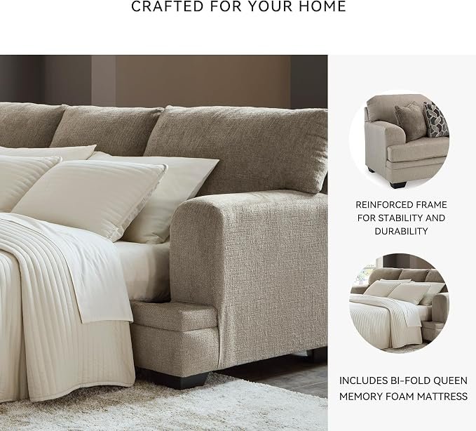 Queen Sofa Sleeper Pull-Out Couch Taupe - Image 3