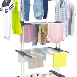 4-Tier Foldable Clothes Drying Rack 67.7" Grey