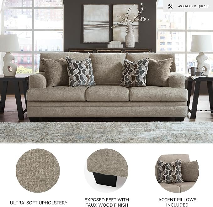 Queen Sofa Sleeper Pull-Out Couch Taupe - Image 2