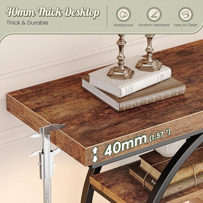 41.3" Modern Console Table Rustic Brown - Image 2