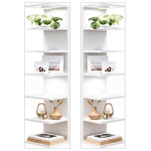 7 Tier LED Wall Shelf White 76.8" Tall